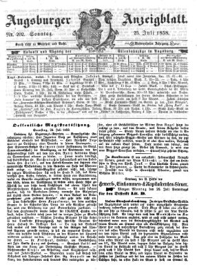 Augsburger Anzeigeblatt Sonntag 25. Juli 1858