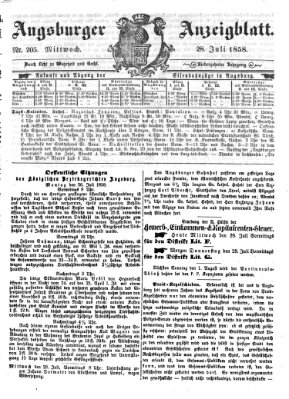 Augsburger Anzeigeblatt Mittwoch 28. Juli 1858