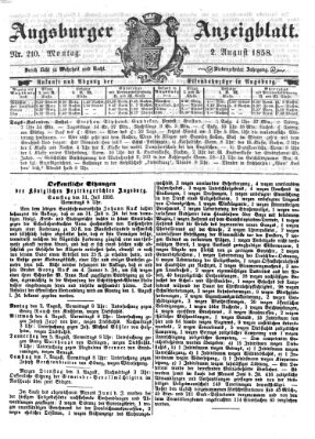 Augsburger Anzeigeblatt Montag 2. August 1858