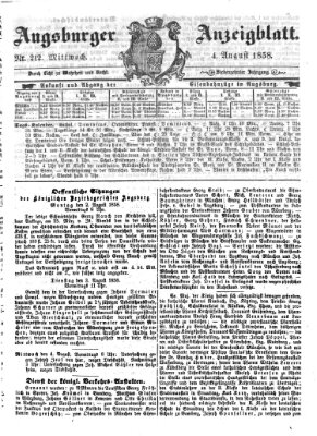 Augsburger Anzeigeblatt Mittwoch 4. August 1858