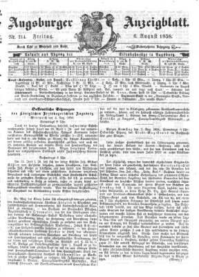 Augsburger Anzeigeblatt Freitag 6. August 1858