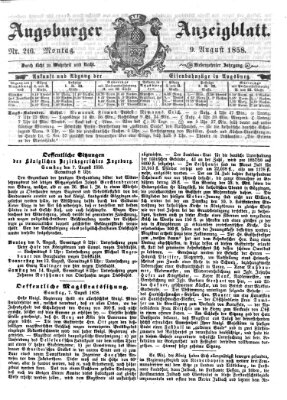 Augsburger Anzeigeblatt Montag 9. August 1858