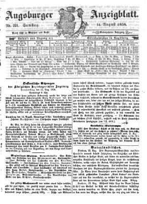 Augsburger Anzeigeblatt Samstag 14. August 1858