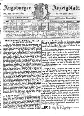 Augsburger Anzeigeblatt Donnerstag 19. August 1858