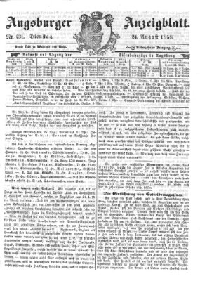 Augsburger Anzeigeblatt Dienstag 24. August 1858