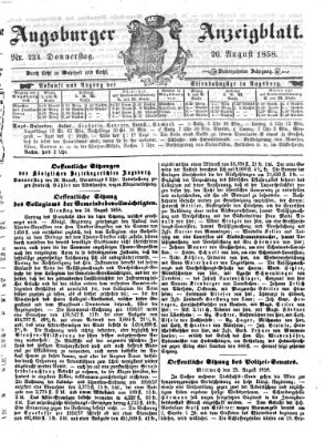 Augsburger Anzeigeblatt Donnerstag 26. August 1858