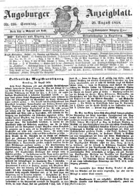 Augsburger Anzeigeblatt Sonntag 29. August 1858