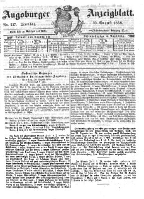 Augsburger Anzeigeblatt Montag 30. August 1858