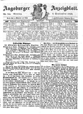 Augsburger Anzeigeblatt Montag 6. September 1858