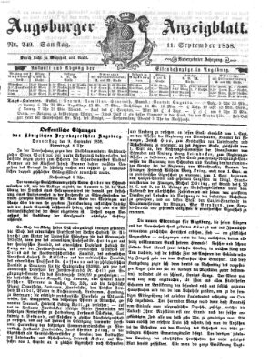 Augsburger Anzeigeblatt Samstag 11. September 1858