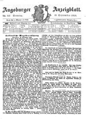 Augsburger Anzeigeblatt Sonntag 19. September 1858