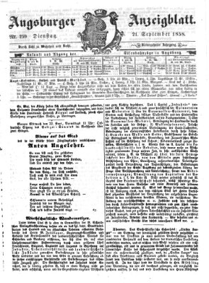 Augsburger Anzeigeblatt Dienstag 21. September 1858