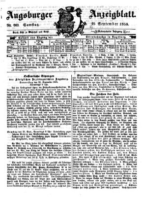 Augsburger Anzeigeblatt Samstag 25. September 1858