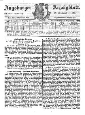 Augsburger Anzeigeblatt Montag 27. September 1858