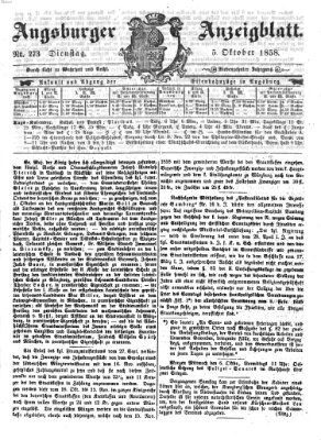 Augsburger Anzeigeblatt Dienstag 5. Oktober 1858