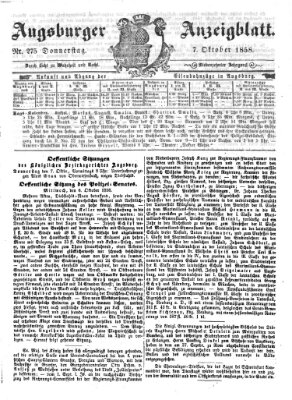 Augsburger Anzeigeblatt Donnerstag 7. Oktober 1858