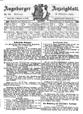 Augsburger Anzeigeblatt Montag 18. Oktober 1858