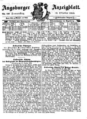 Augsburger Anzeigeblatt Donnerstag 21. Oktober 1858