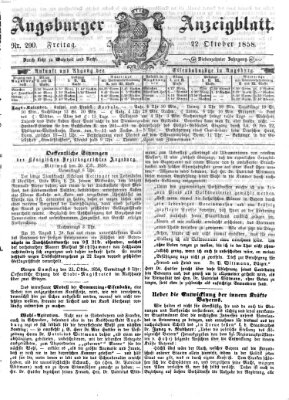 Augsburger Anzeigeblatt Freitag 22. Oktober 1858