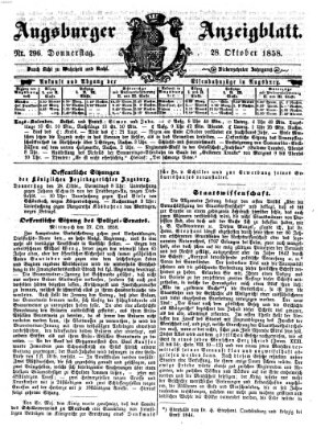 Augsburger Anzeigeblatt Donnerstag 28. Oktober 1858