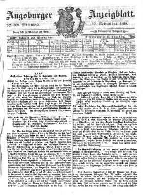 Augsburger Anzeigeblatt Mittwoch 10. November 1858