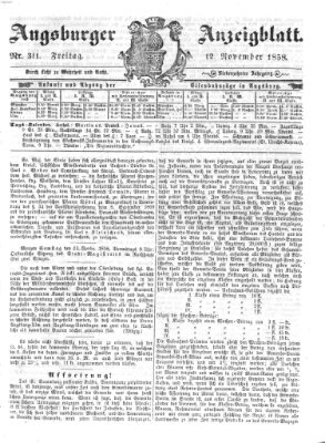 Augsburger Anzeigeblatt Freitag 12. November 1858