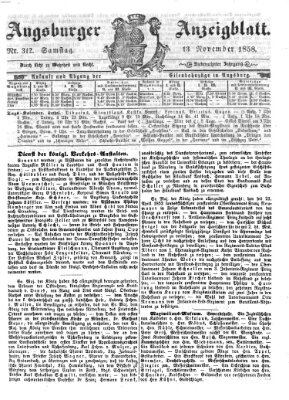 Augsburger Anzeigeblatt Samstag 13. November 1858