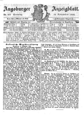 Augsburger Anzeigeblatt Sonntag 14. November 1858