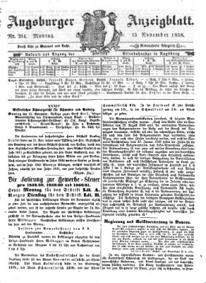 Augsburger Anzeigeblatt Montag 15. November 1858