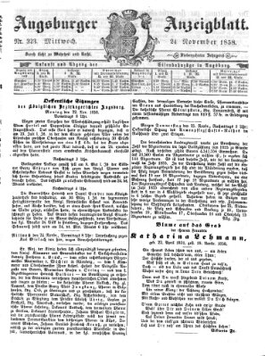 Augsburger Anzeigeblatt Mittwoch 24. November 1858