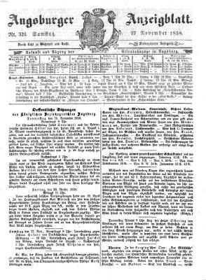 Augsburger Anzeigeblatt Samstag 27. November 1858