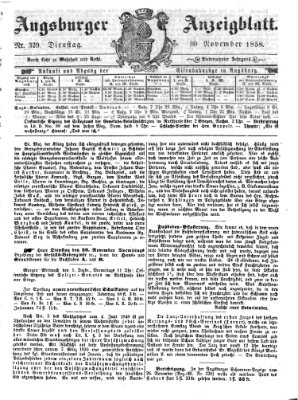 Augsburger Anzeigeblatt Dienstag 30. November 1858