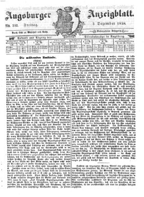 Augsburger Anzeigeblatt Freitag 3. Dezember 1858