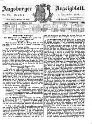 Augsburger Anzeigeblatt Samstag 4. Dezember 1858