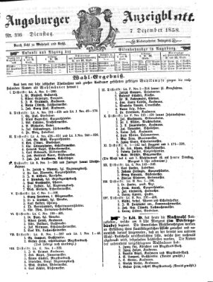 Augsburger Anzeigeblatt Dienstag 7. Dezember 1858