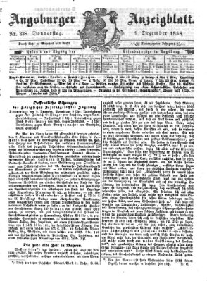 Augsburger Anzeigeblatt Donnerstag 9. Dezember 1858