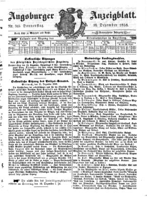 Augsburger Anzeigeblatt Donnerstag 16. Dezember 1858