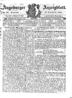 Augsburger Anzeigeblatt Sonntag 19. Dezember 1858