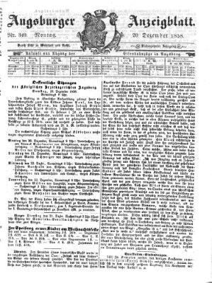 Augsburger Anzeigeblatt Montag 20. Dezember 1858