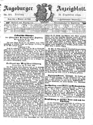 Augsburger Anzeigeblatt Freitag 24. Dezember 1858