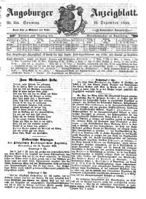 Augsburger Anzeigeblatt Sonntag 26. Dezember 1858