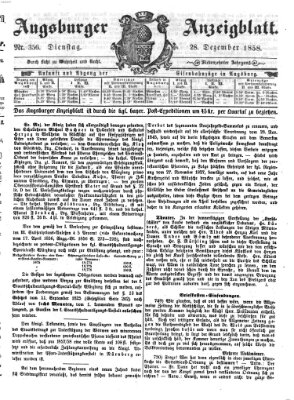 Augsburger Anzeigeblatt Dienstag 28. Dezember 1858