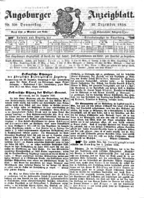 Augsburger Anzeigeblatt Donnerstag 30. Dezember 1858