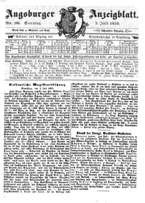 Augsburger Anzeigeblatt Sonntag 3. Juli 1859