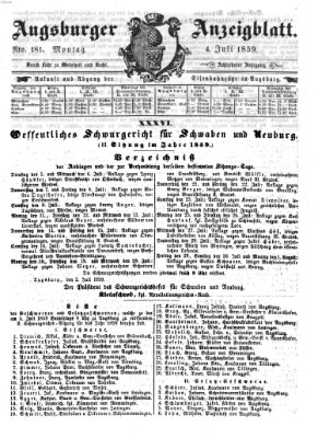 Augsburger Anzeigeblatt Montag 4. Juli 1859