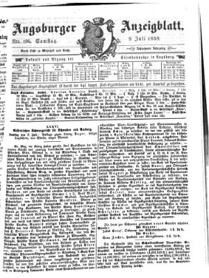 Augsburger Anzeigeblatt Samstag 9. Juli 1859