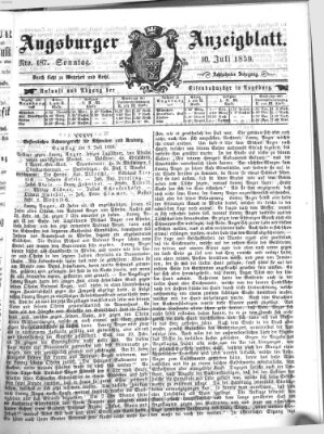 Augsburger Anzeigeblatt Sonntag 10. Juli 1859