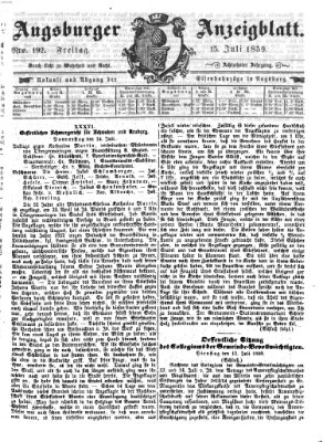 Augsburger Anzeigeblatt Freitag 15. Juli 1859