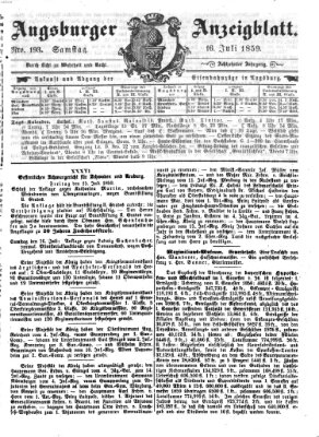 Augsburger Anzeigeblatt Samstag 16. Juli 1859