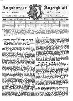 Augsburger Anzeigeblatt Montag 18. Juli 1859